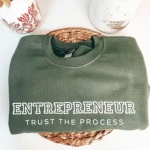 Entrepreneur Crew Neck, Self Made Sweatshirt GREEN Sz: Small